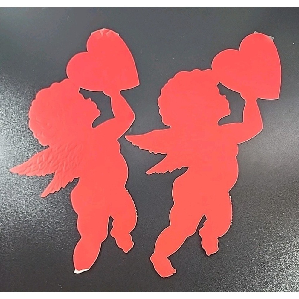 Vintage Set Red Cupids Spring Die Cut Paper Holiday Decor Valentine's Both Sides